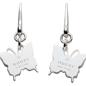 Gucci Sterling Silver Trademark Butterfly Earrings